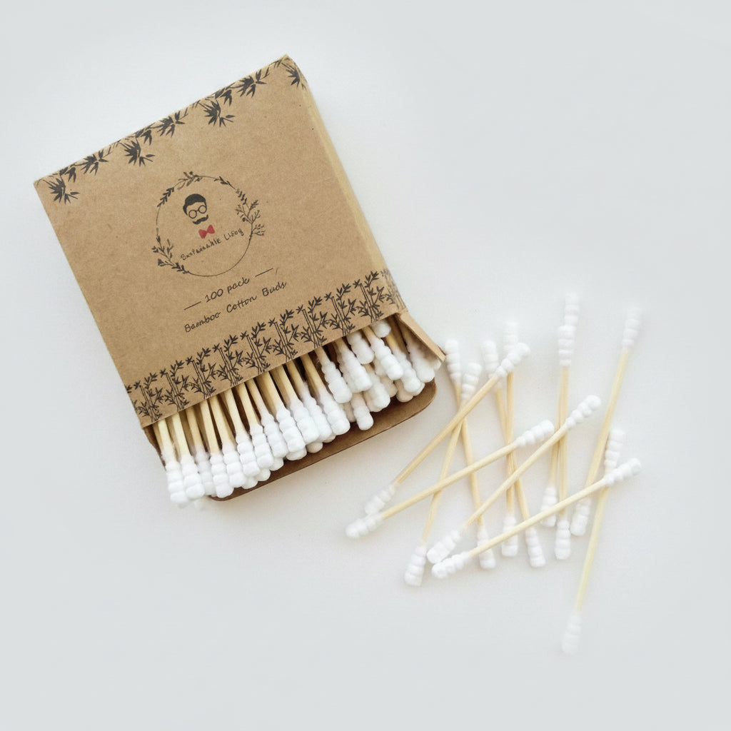 Organic Bamboo Cotton Buds - Biodegradable - 100 Pack - EcoElara