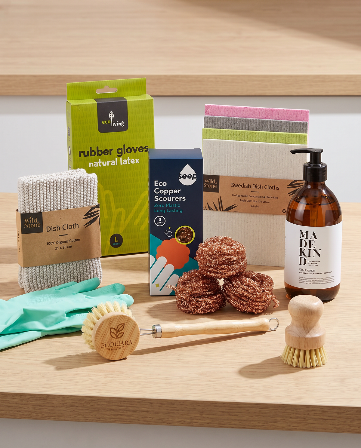 Selection of plastic-free dishwashing tools