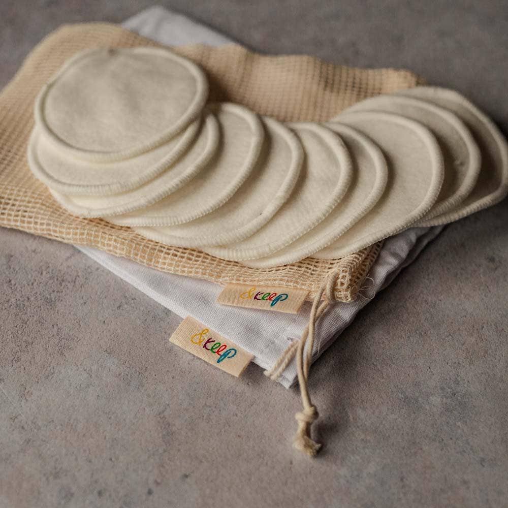 Reusable Bamboo & Cotton Make - Up Pads - 10 Pack with Cotton Bag - EcoElara
