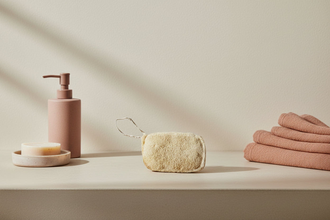 Natural Loofah Scrubber with Hanging Loop - EcoElara