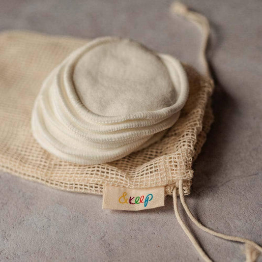 Reusable & Washable Plastic-free  Bamboo & Cotton Make - Up Pads - 10 Pack with Cotton Bag - EcoElara