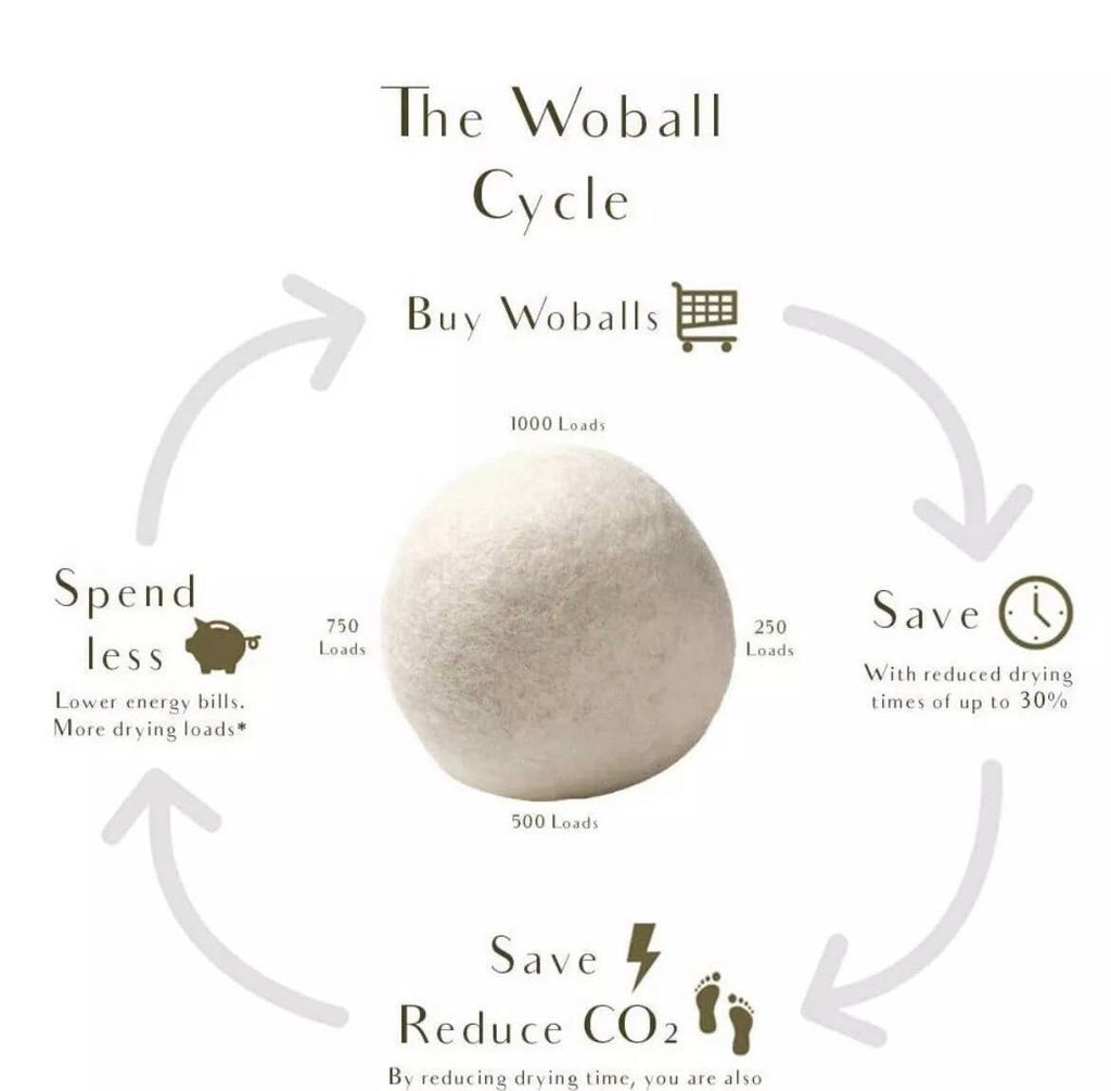Sustainable Wool Dryer balls Set Of 6 + Storage Bag - EcoElara