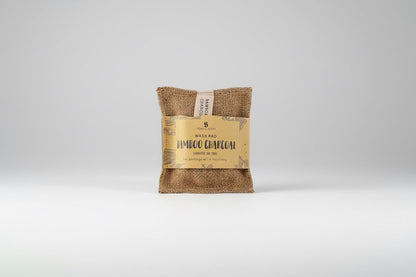 Handmade Bamboo Charcoal Soap Wash Pad with Natural Jute- organic, plant-based skincare alternative - EcoElara
