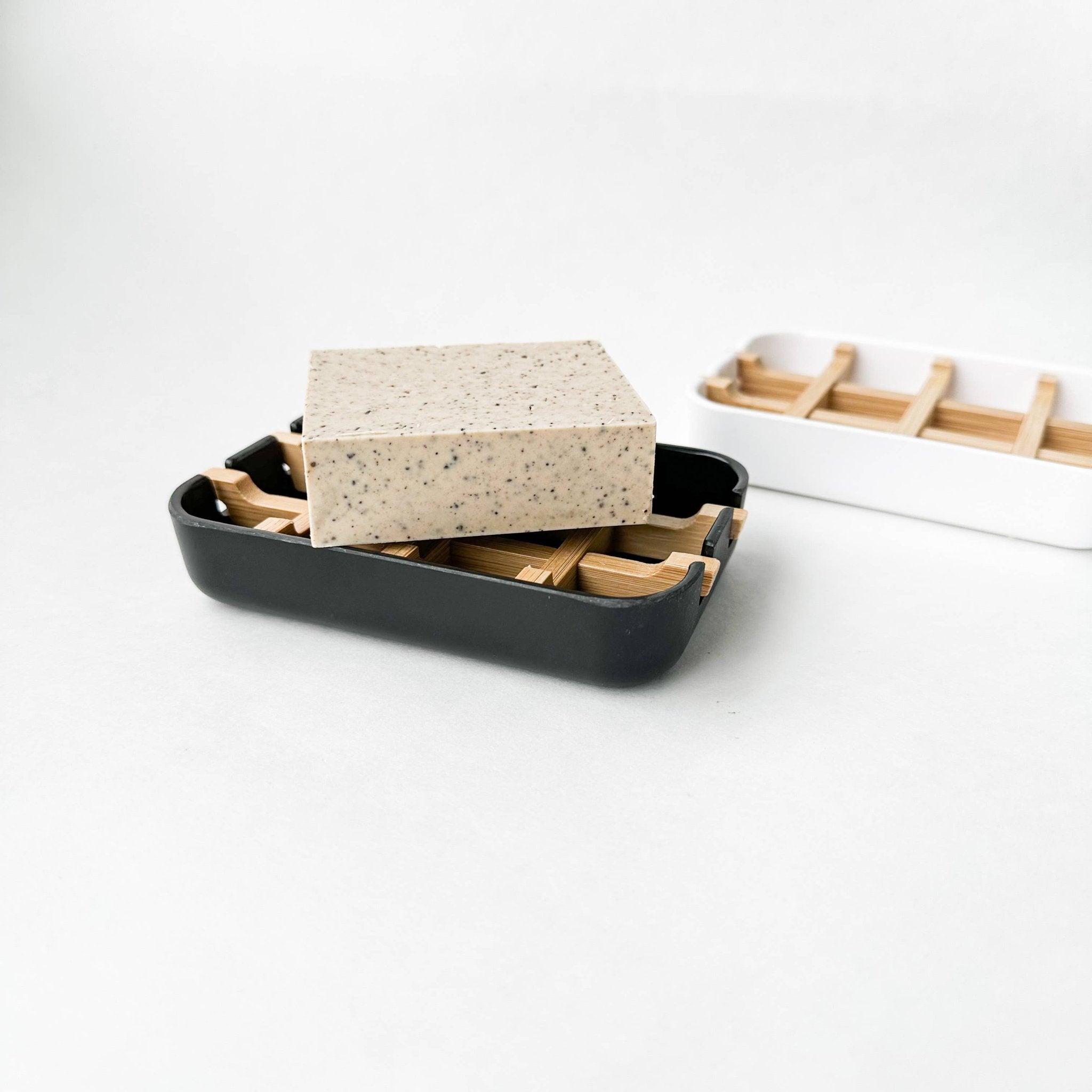 Eco - Friendly Bamboo Soap Dish with Removable Cornstarch Drainage Insert - EcoElara