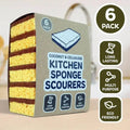 Natural Coconut & Cellulose Sponge Scourers (Pack of 6) - EcoElara