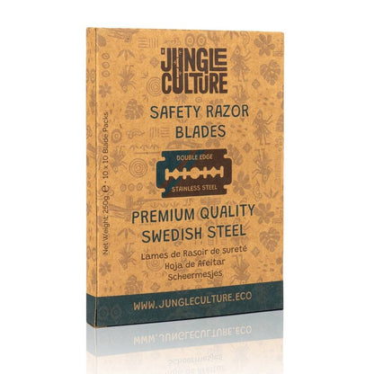 Jungle Culture safety razor blades packaging on a white background