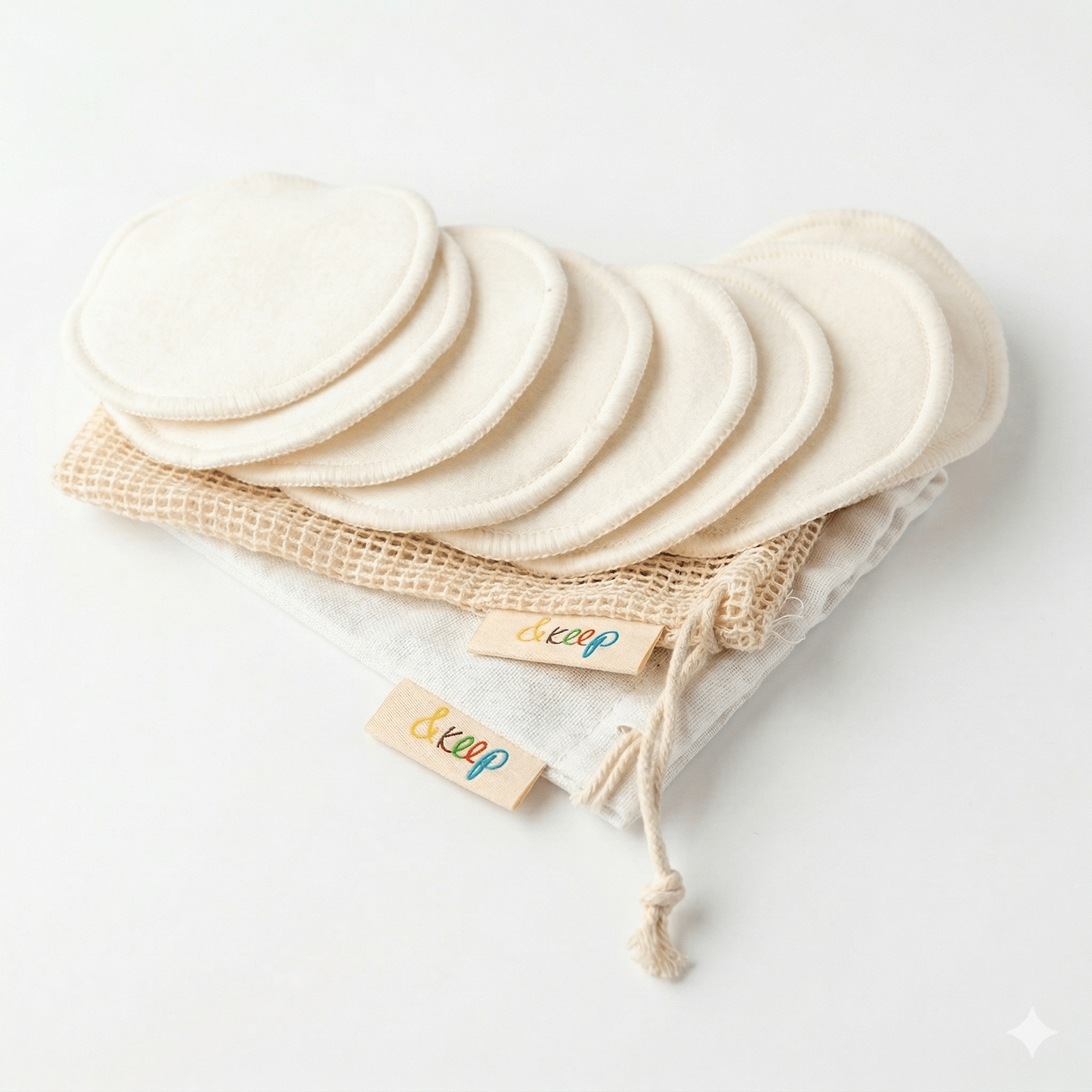 Reusable Bamboo & Cotton Make - Up Pads - 10 Pack with Cotton Bag - EcoElara